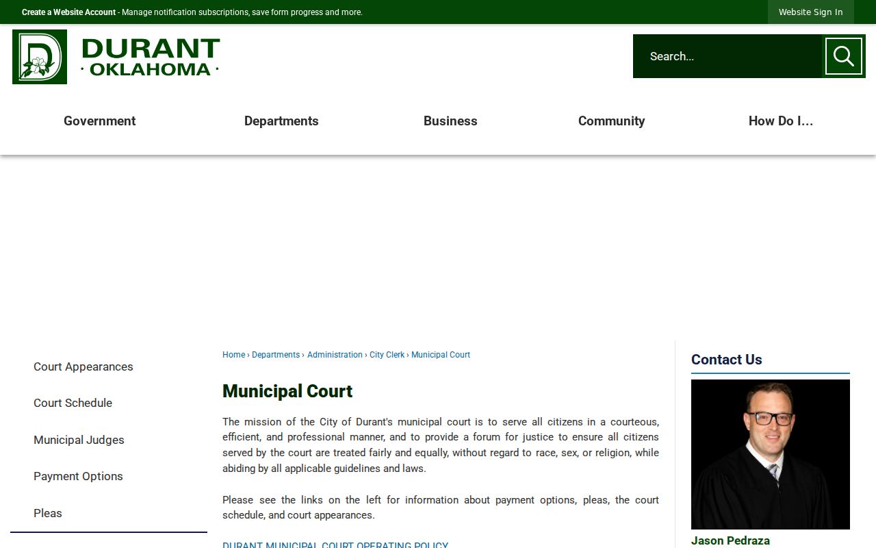Bryan County city court warrant Durant municipal court