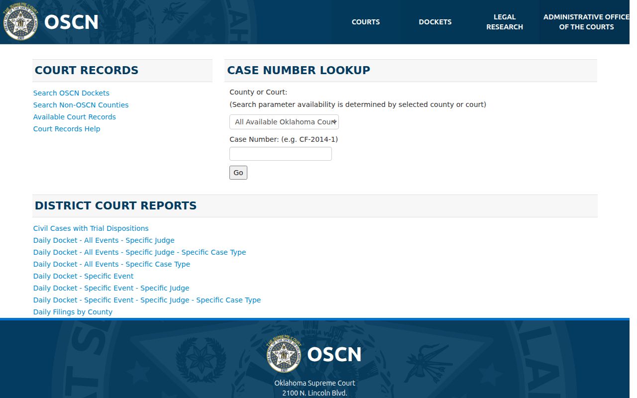 Bryan County warrant check OSCN case number search