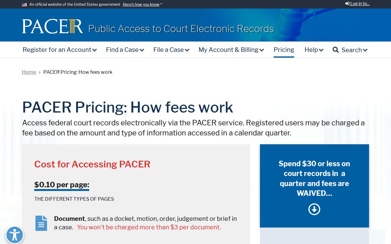 Bryan County arrest warrant lookup PACER fee table